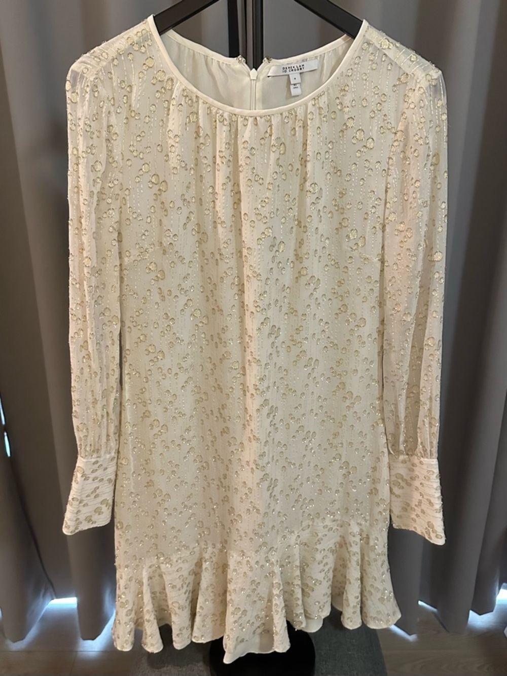 10 Crosby Derek Lam Cream Dress with Subtle Gold Accent